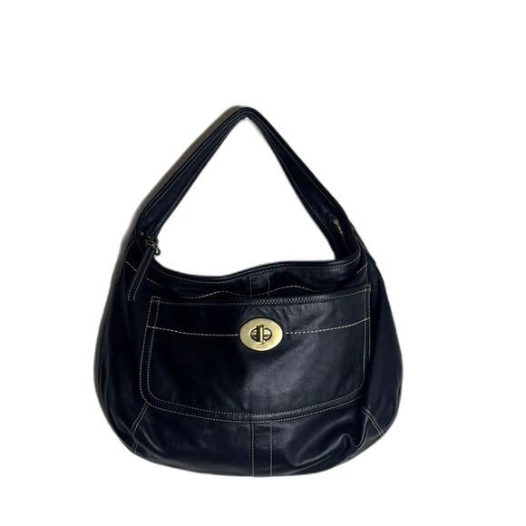 Vtg Coach Ergo Black Leather Hobo Shoulder Bag with turnlock style 10741 - Picture 1 of 13